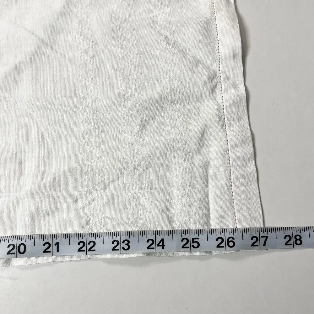 Embroidered Cotton White Table‎ Runners Set of Two 14”x27” & 22.5”x42.5” Cottage